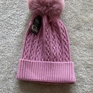 Cozy Pink Knit Pom-Pom Beanie